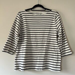 L.L. Bean Striped Knit Boatneck Tee with 3/4-Length Sleeves *Fits like XL*
